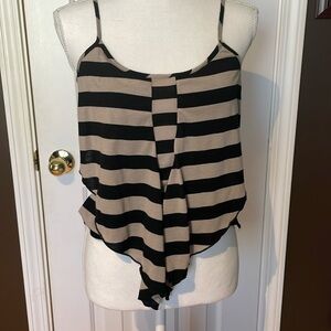 Xhilaration Tan & Black Striped Top with Spaghetti Straps. Small